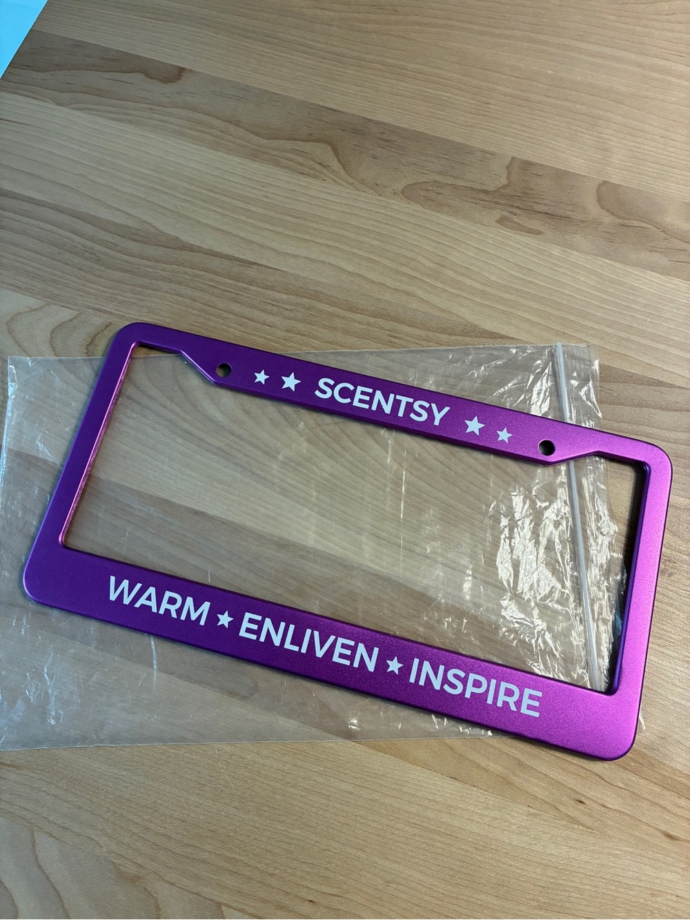 Scentsy Purple License Plate Frame with White Lettering